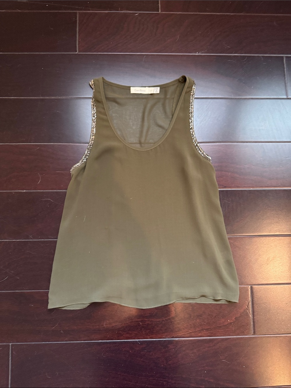 Costa Blanca s/p Olive Green Tank with Beaded Trim